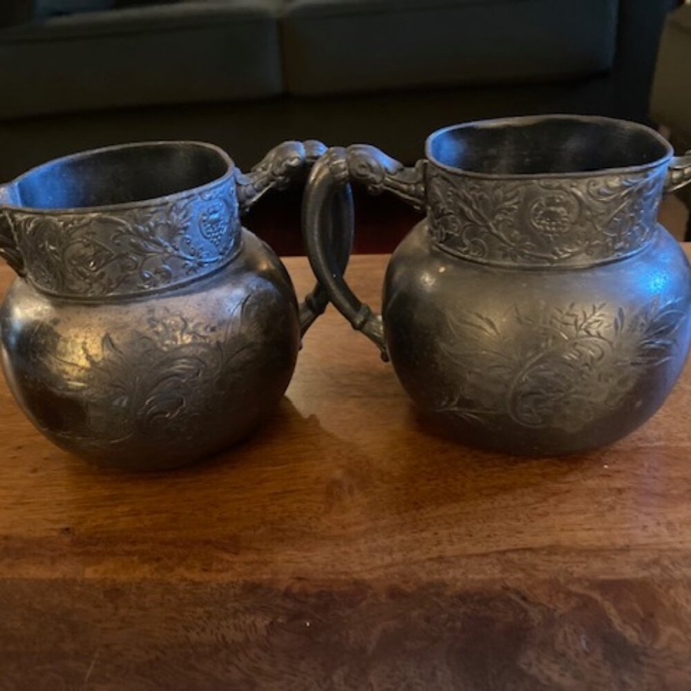 Vintage Quadruple Plated Silver Cream and Sugar Set